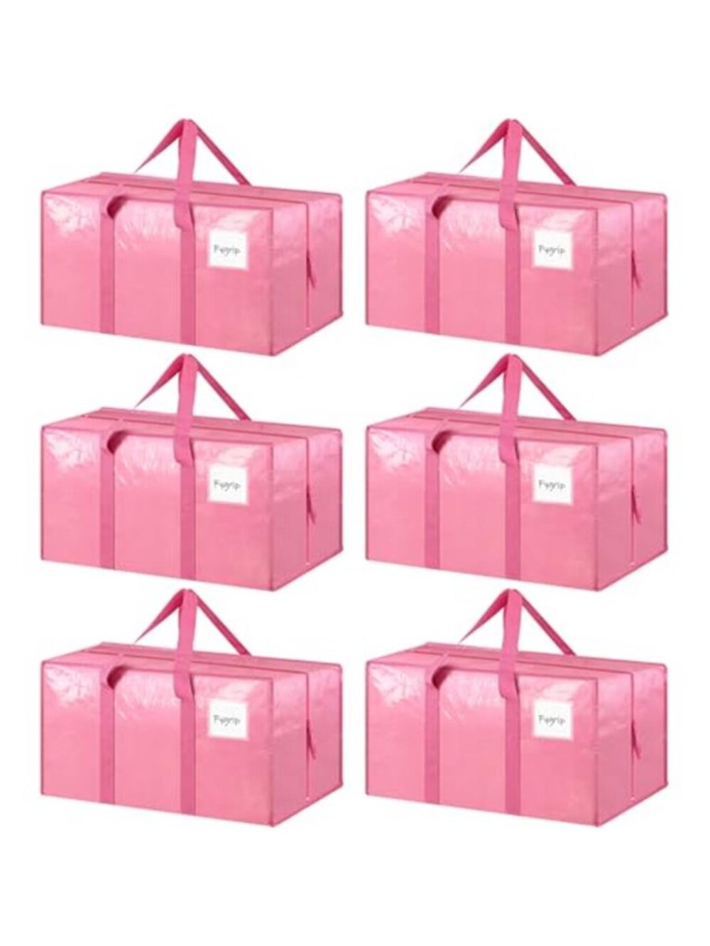6 Pack Extra Heavy Duty Large Moving Bags with Strong Zipper, Pink